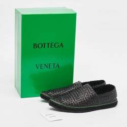 Pre Owned Bottega Veneta Black Intrecciato Leather Espadrille Loafers Size 43