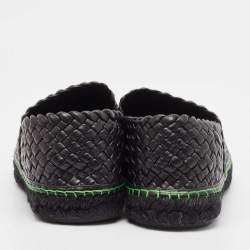 Pre Owned Bottega Veneta Black Intrecciato Leather Espadrille Loafers Size 43