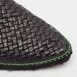 Pre Owned Bottega Veneta Black Intrecciato Leather Espadrille Loafers Size 43