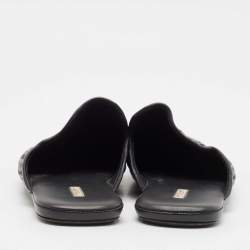 Pre Owned Bottega Veneta Black Intrecciato Leather Mules Size 43