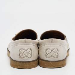 Bottega Veneta White Intrecciato Leather Butterfly Embellished Slip On Sneakers Size 39