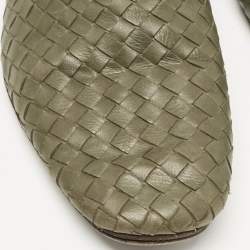Pre Owned Bottega Veneta Green Intrecciato Leather Smoking Slippers Size 42