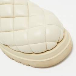 Pre Owned Bottega Veneta Cream Quilted Leather Slip On Loafers Size 41