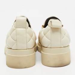 Pre Owned Bottega Veneta Cream Quilted Leather Slip On Loafers Size 41