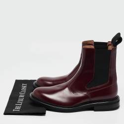 Bottega Veneta Burgundy Leather Platform Chelsea Boots Size 43