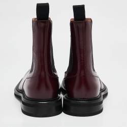 Bottega Veneta Burgundy Leather Platform Chelsea Boots Size 43