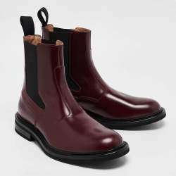 Bottega Veneta Burgundy Leather Platform Chelsea Boots Size 43