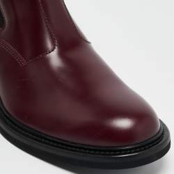 Bottega Veneta Burgundy Leather Platform Chelsea Boots Size 43