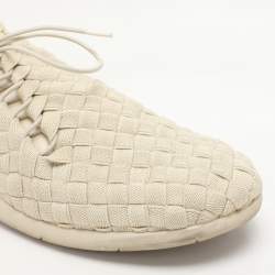 Bottega Veneta Off-White Intrecciato Elasticated Fabric Plat Sneakers Size 45