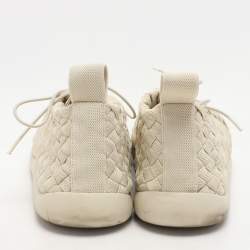 Bottega Veneta Off-White Intrecciato Elasticated Fabric Plat Sneakers Size 45