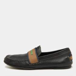 Bottega Veneta Black Leather Slip On Loafers Size 43