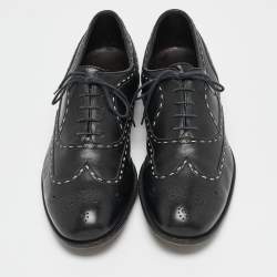 Bottega Veneta Black Leather Brogue Oxfords Size 43