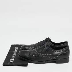 Bottega Veneta Black Leather Brogue Oxfords Size 43