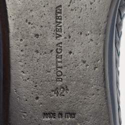 Pre Owned Bottega Veneta Navy Blue Intrecciato Leather Smoking Slippers Size 42