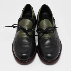 Bottega Veneta Black/Green Leather Slip On Loafers Size 42