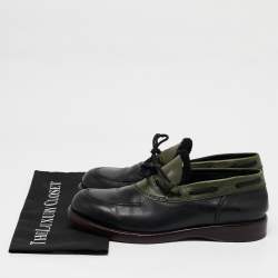 Bottega Veneta Black/Green Leather Slip On Loafers Size 42