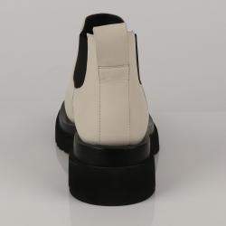 Bottega Veneta Cream Leather Lug Chelsea Ankle Boots Size 38