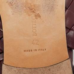 Pre Owned Bottega Veneta Burgundy Intrecciato Leather Slider Loafers Size 42