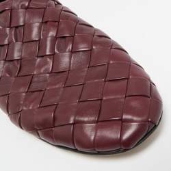 Pre Owned Bottega Veneta Burgundy Intrecciato Leather Slider Loafers Size 42