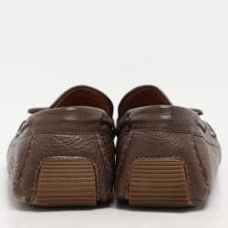 Bottega Veneta Brown Leather Intrecciato Loafers Size 45