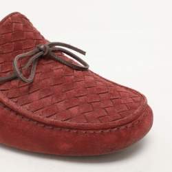 Bottega Veneta Light Maroon Suede Intrecciato Loafers Size 45