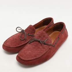Bottega Veneta Light Maroon Suede Intrecciato Loafers Size 45