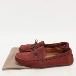Bottega Veneta Light Maroon Suede Intrecciato Loafers Size 45