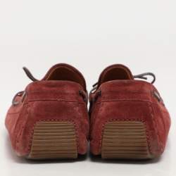 Bottega Veneta Light Maroon Suede Intrecciato Loafers Size 45