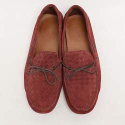 Bottega Veneta Light Maroon Suede Intrecciato Loafers Size 45