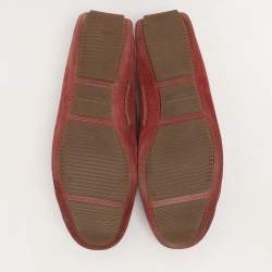 Bottega Veneta Light Maroon Suede Intrecciato Loafers Size 45