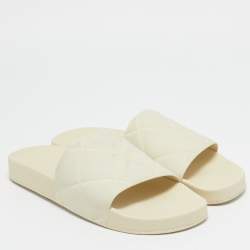 Bottega Veneta Cream Rubber Pool Slides Size 41