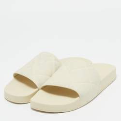Bottega Veneta Cream Rubber Pool Slides Size 41