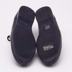 Bottega Veneta Navy Blue Intrecciato Lace Up Sneakers Size 45