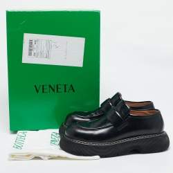 Bottega Veneta Black Brushed Leather Swell Loafers Size 46