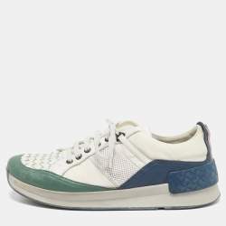 Bottega Veneta Multicolor Leather and Suede Intrecciato Lace Up Sneakers Size 42.5