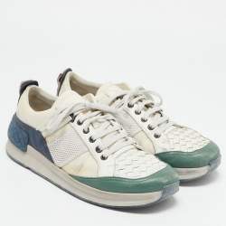 Bottega Veneta Multicolor Leather and Suede Intrecciato Lace Up Sneakers Size 42.5