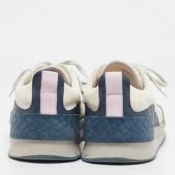 Bottega Veneta Multicolor Leather and Suede Intrecciato Lace Up Sneakers Size 42.5