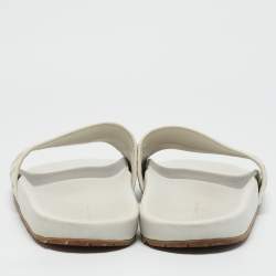 Bottega Veneta Cream Intrecciato Leather Lake Slide Sandals Size 45