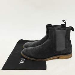 Bottega Veneta Grey Stretch Fabric and Suede Chelsea Boots Size 42.5