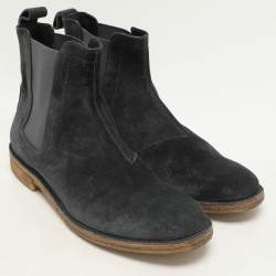Bottega Veneta Grey Stretch Fabric and Suede Chelsea Boots Size 42.5