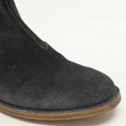 Bottega Veneta Grey Stretch Fabric and Suede Chelsea Boots Size 42.5