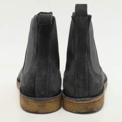 Bottega Veneta Grey Stretch Fabric and Suede Chelsea Boots Size 42.5