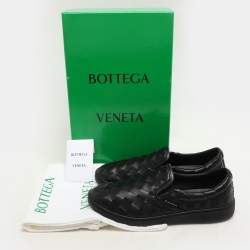 Bottega Veneta Black Intrecciato Leather Sawyer Slip On Sneakers Size 40