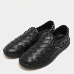 Bottega Veneta Black Intrecciato Leather Sawyer Slip On Sneakers Size 40