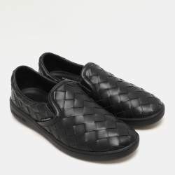 Bottega Veneta Black Intrecciato Leather Sawyer Slip On Sneakers Size 40