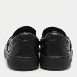 Bottega Veneta Black Intrecciato Leather Sawyer Slip On Sneakers Size 40