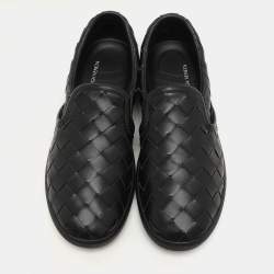 Bottega Veneta Black Intrecciato Leather Sawyer Slip On Sneakers Size 40