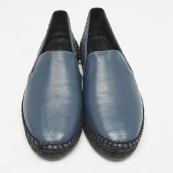 Bottega Veneta Navy Blue Leather Intrecciato Espadrille Flats Size 42