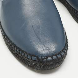 Bottega Veneta Navy Blue Leather Intrecciato Espadrille Flats Size 42