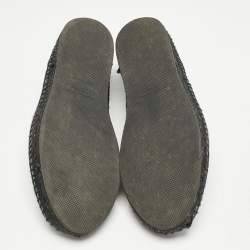 Bottega Veneta Navy Blue Leather Intrecciato Espadrille Flats Size 42